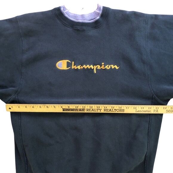 VTG Champion Reverse Weave Sweatshirt Mens Sz XL Crewneck Green Gold Embroidered - Picture 9 of 12